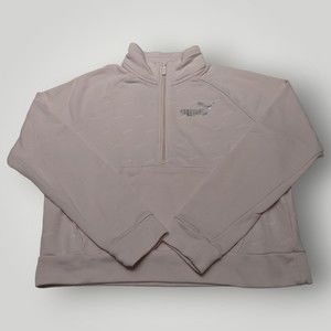 Puma 1/4 Zip Sweatshirt Women's M Light Pink Activewear Casual Athletic Gym